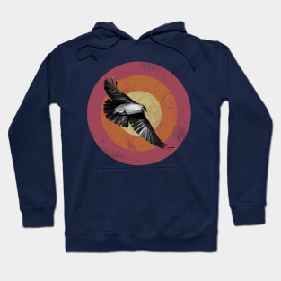 Raven Flight - retro style illustration in red tones Hoodie